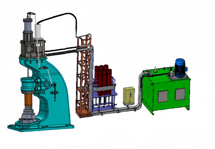 Old pneumatic hammers retrofitted into electro-hydraulic hammers