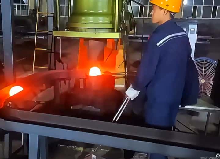 Pneumatic hammer forging steel ball - industrial metal forging process