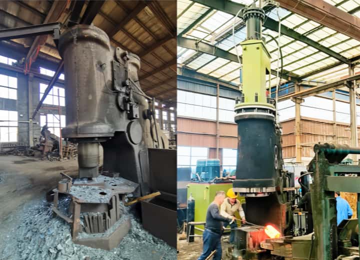 Old pneumatic hammers retrofitted into electro-hydraulic hammers