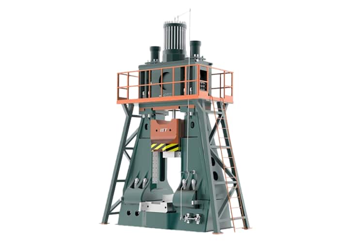 Fully hydraulic die forging hammer for forging flanges
